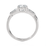 1 3/4 ctw Round with Tapered Baguette Three Stone Lab Grown Diamond Ring