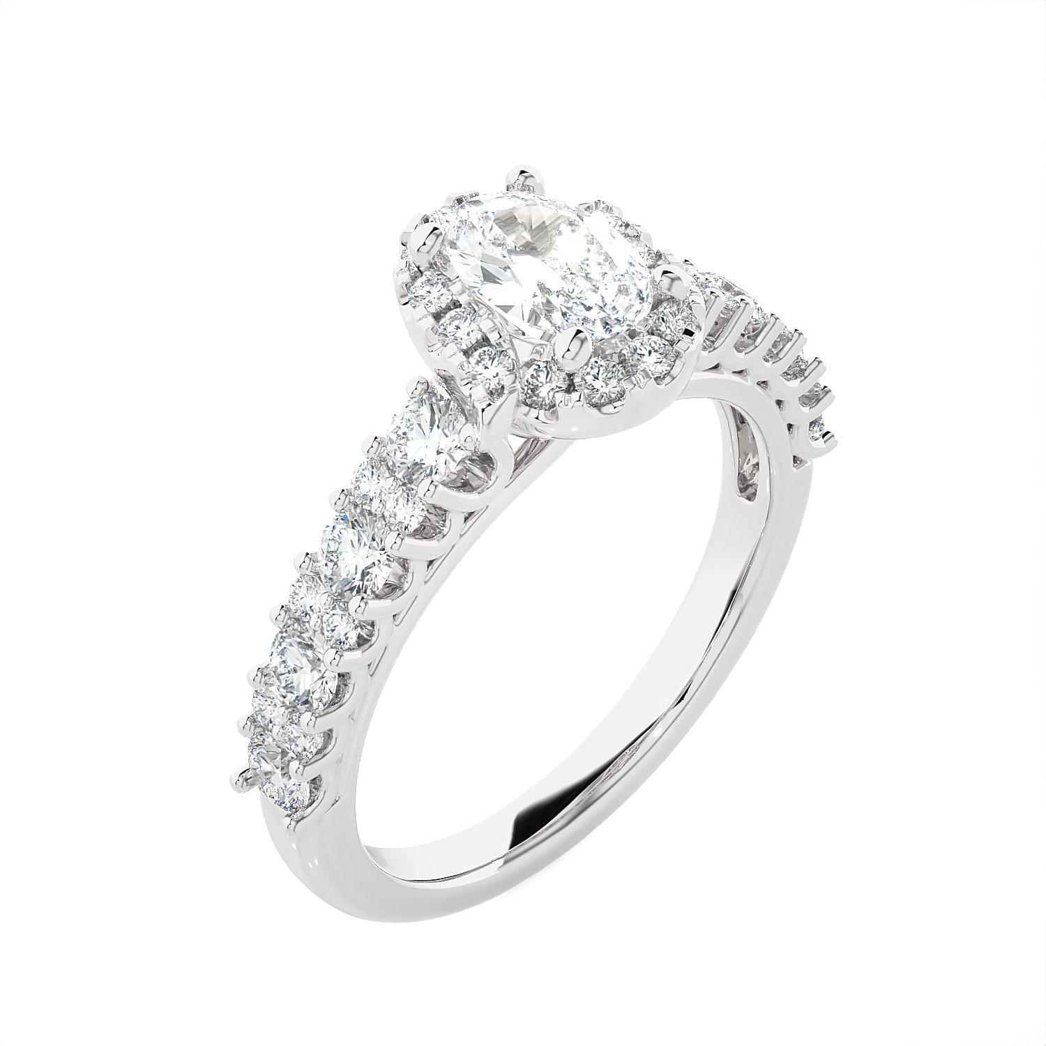 1 1/2 ctw Oval Lab Grown Diamond Halo Engagement Ring