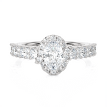 1 1/2 ctw Oval Lab Grown Diamond Halo Engagement Ring