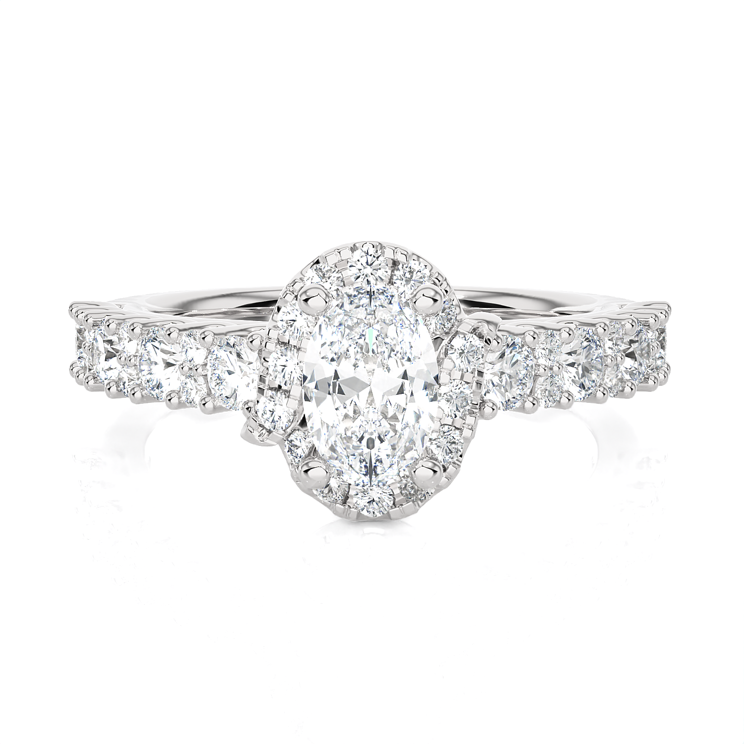 1 1/2 ctw Oval Lab Grown Diamond Halo Engagement Ring
