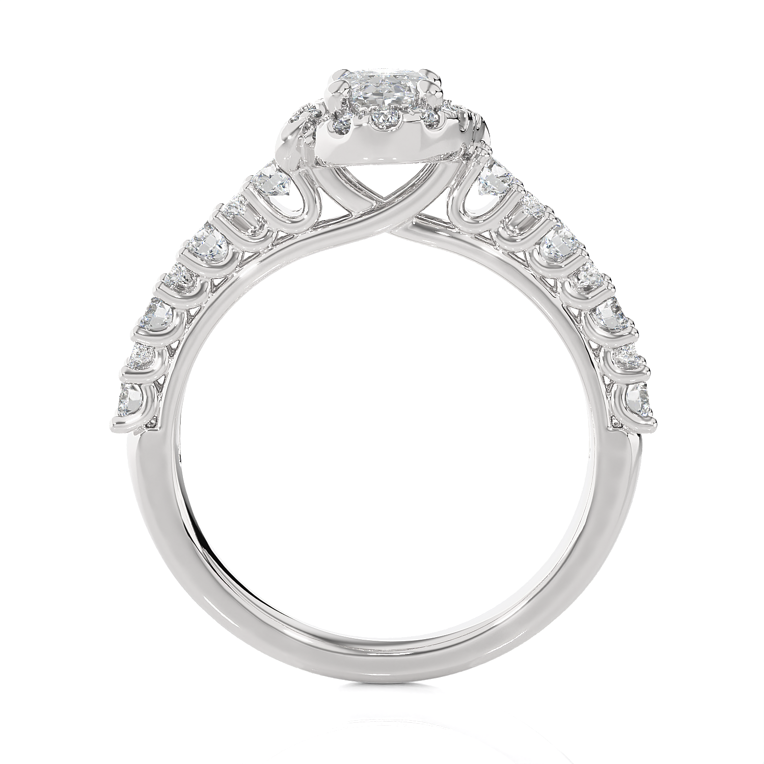 1 1/2 ctw Oval Lab Grown Diamond Halo Engagement Ring