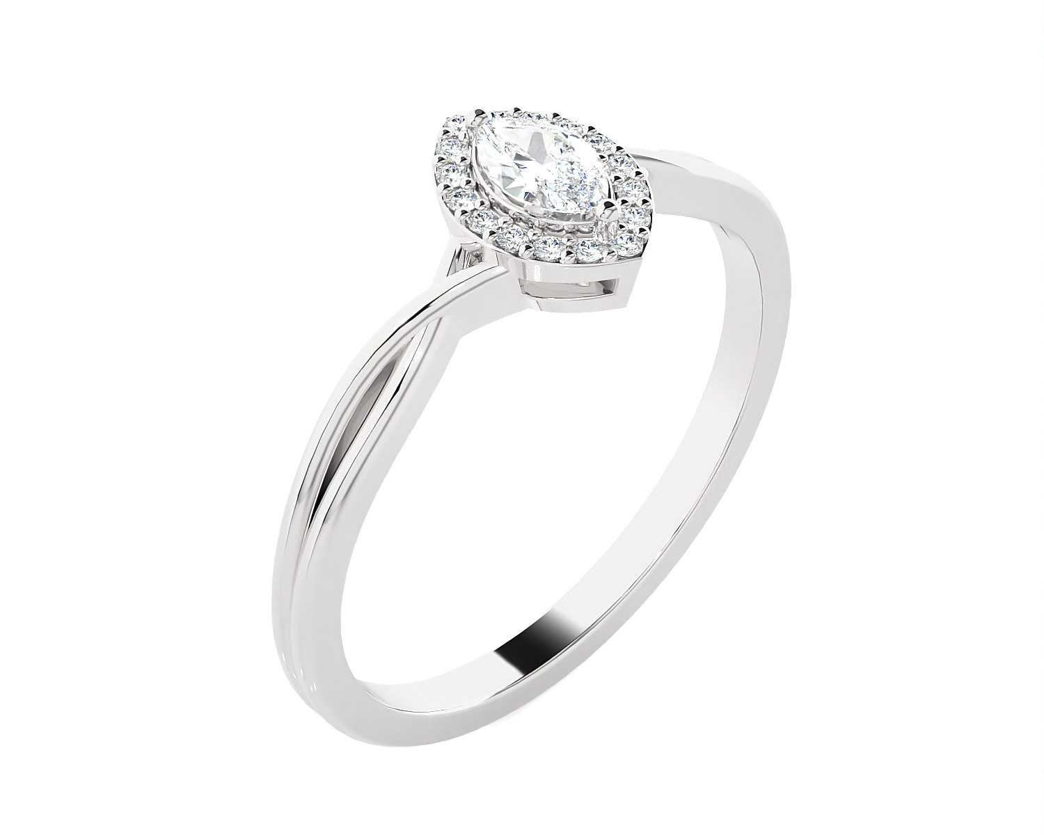 1/4 ctw Marquise Lab Grown Diamond Halo Engagement Ring