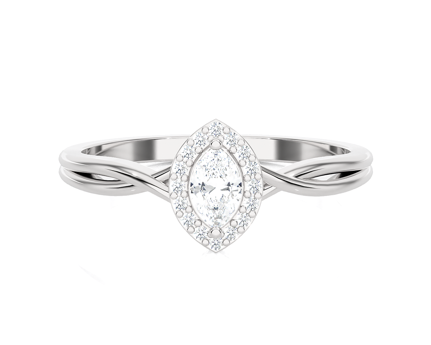 1/4 ctw Marquise Lab Grown Diamond Halo Engagement Ring