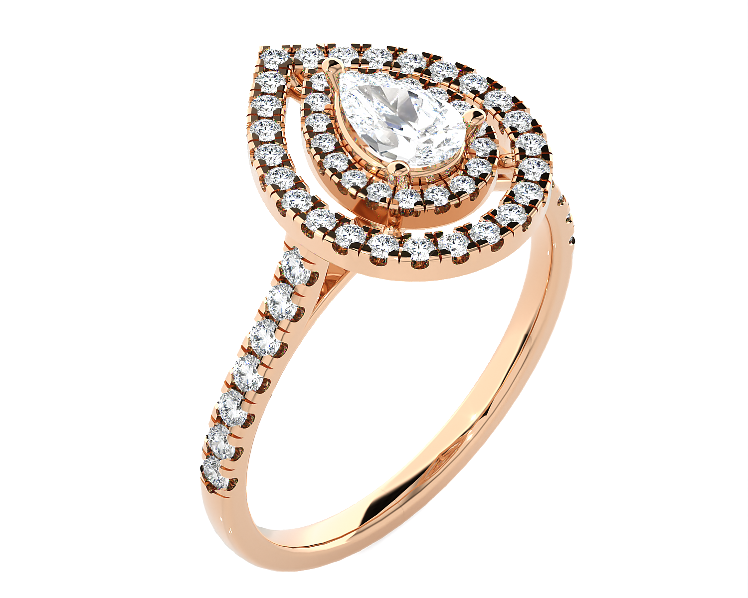 1 ctw Pear-Shaped Lab Grown Diamond Halo Engagement Ring