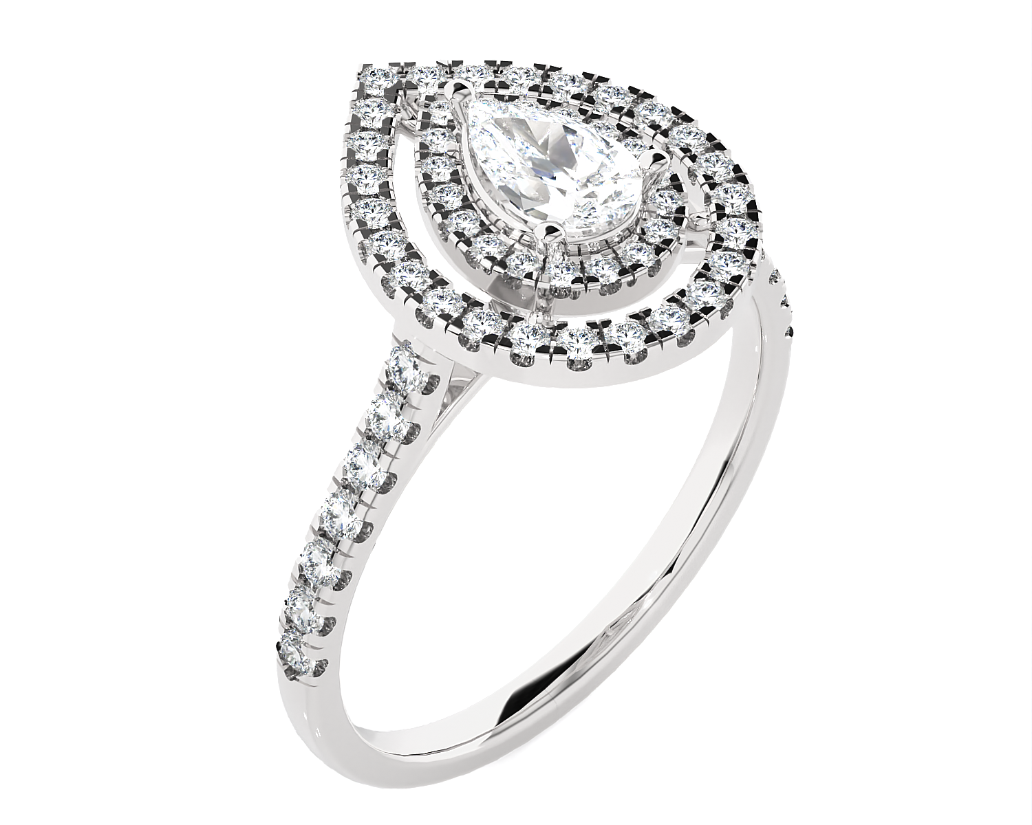 1 ctw Pear-Shaped Lab Grown Diamond Halo Engagement Ring