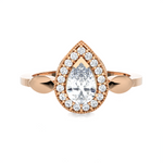 7/8 ctw Pear-Shaped Lab Grown Diamond Halo Engagement Ring