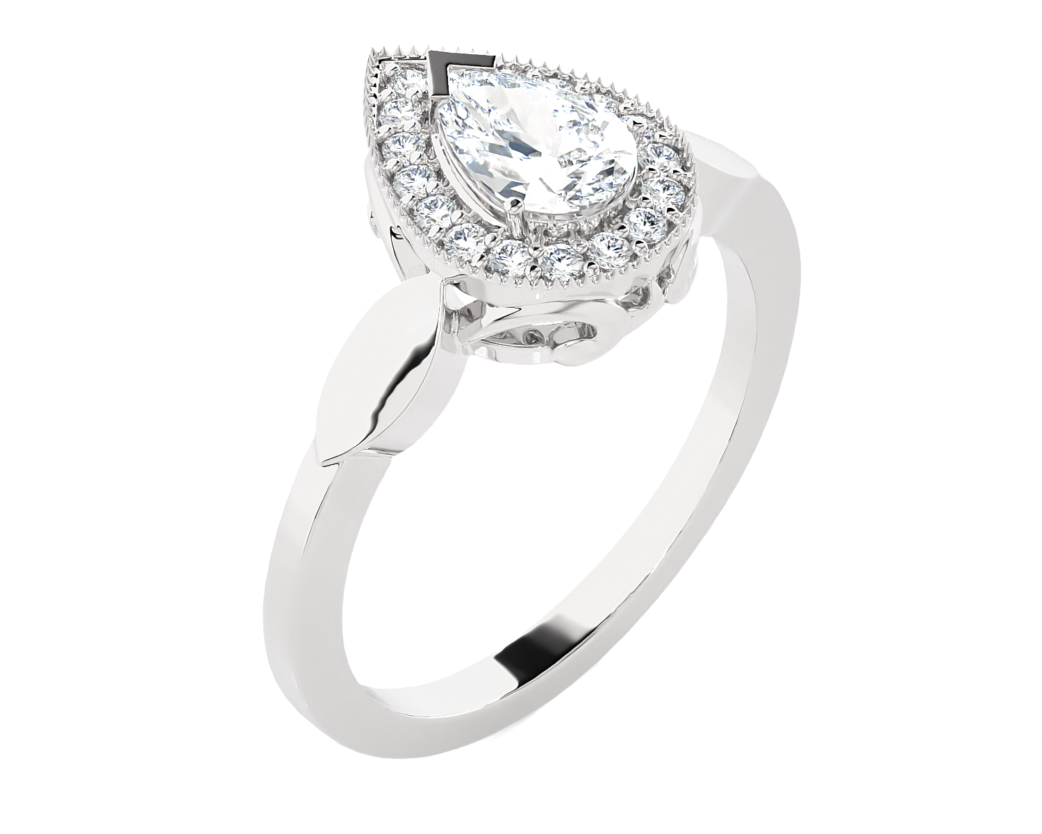 7/8 ctw Pear-Shaped Lab Grown Diamond Halo Engagement Ring