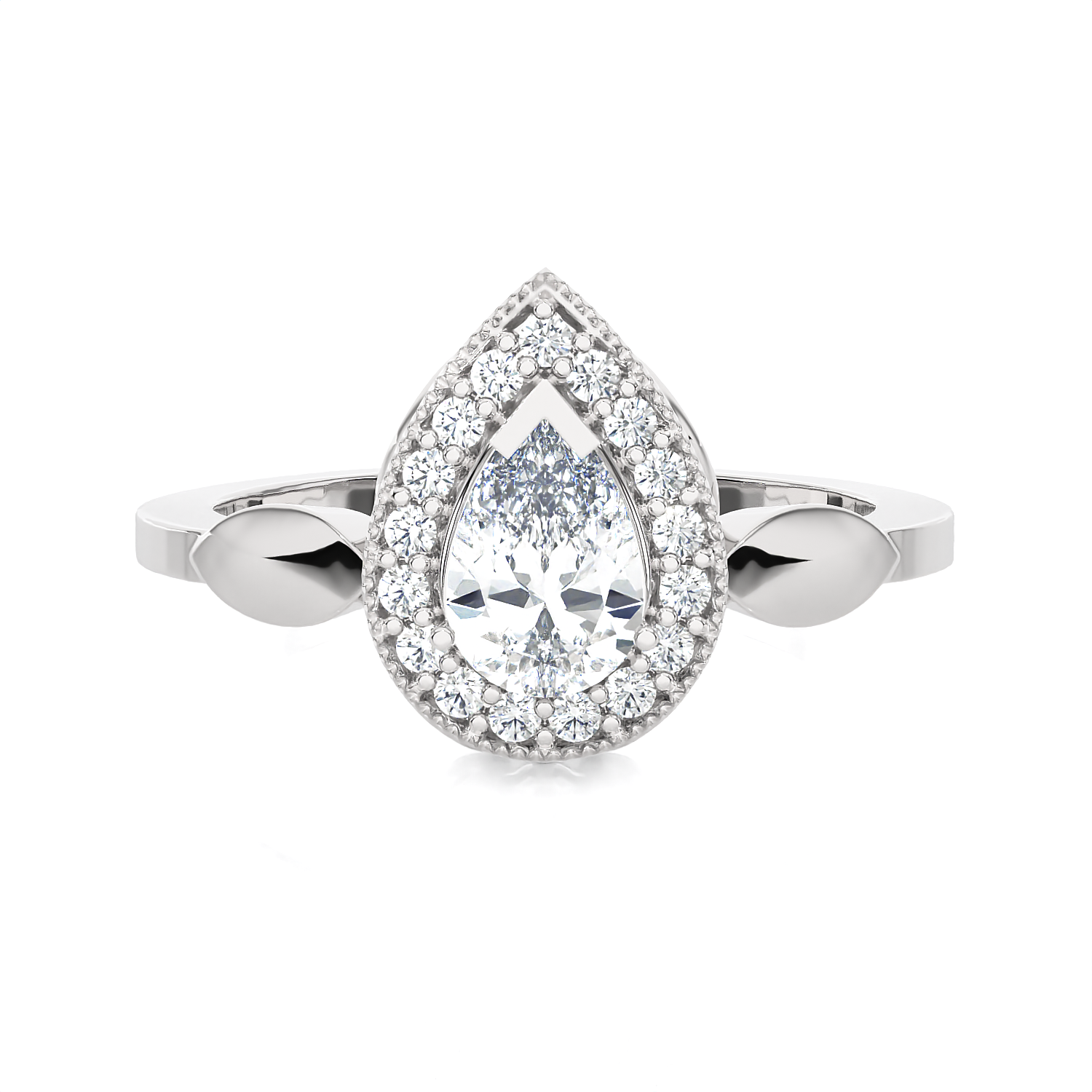 7/8 ctw Pear-Shaped Lab Grown Diamond Halo Engagement Ring