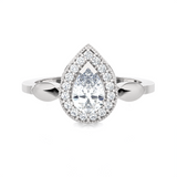 7/8 ctw Pear-Shaped Lab Grown Diamond Halo Engagement Ring