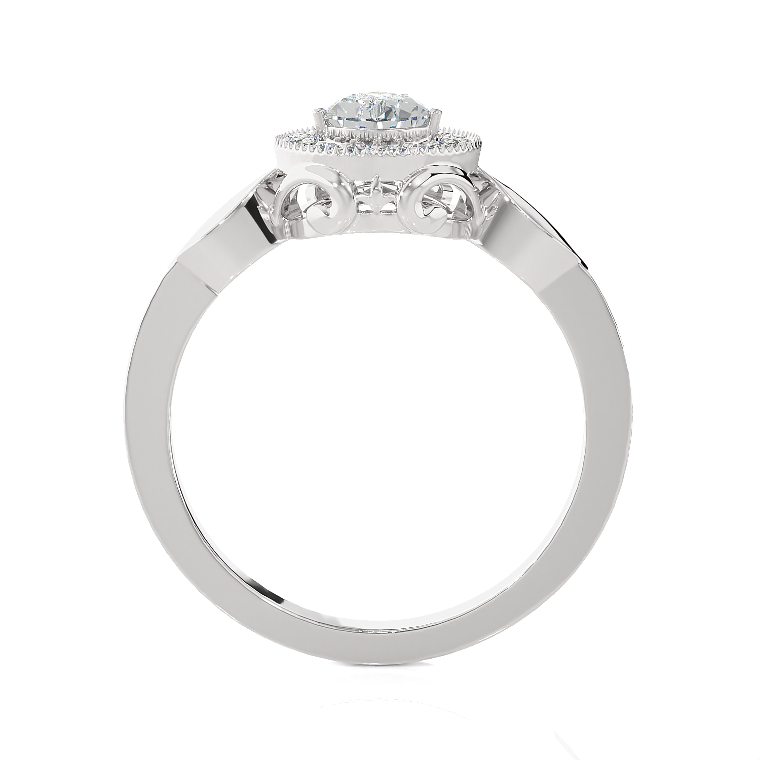 7/8 ctw Pear-Shaped Lab Grown Diamond Halo Engagement Ring