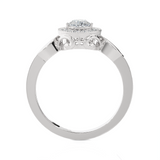 7/8 ctw Pear-Shaped Lab Grown Diamond Halo Engagement Ring