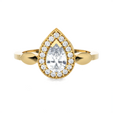 7/8 ctw Pear-Shaped Lab Grown Diamond Halo Engagement Ring