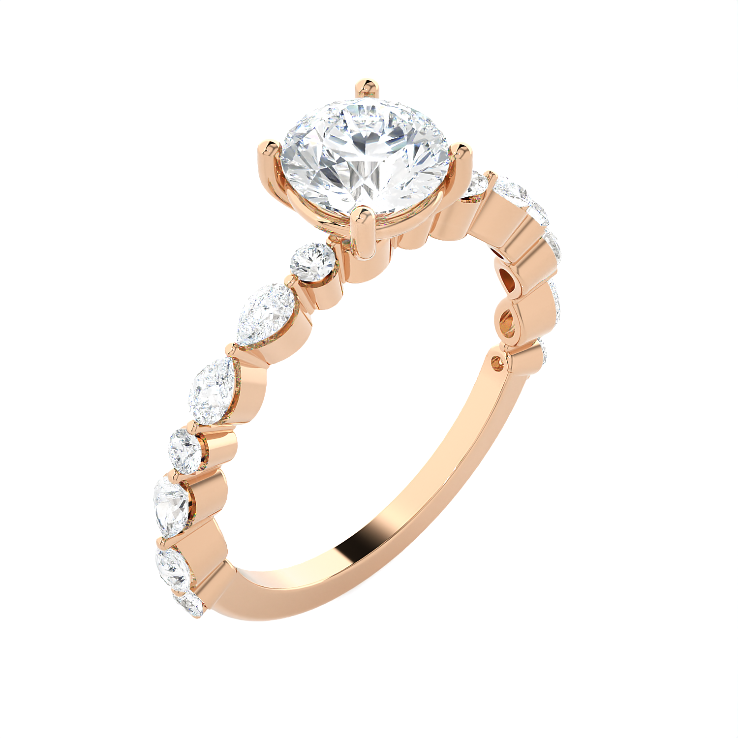 2 1/5 ctw Round Lab Grown Diamond Side Stone Engagement Ring