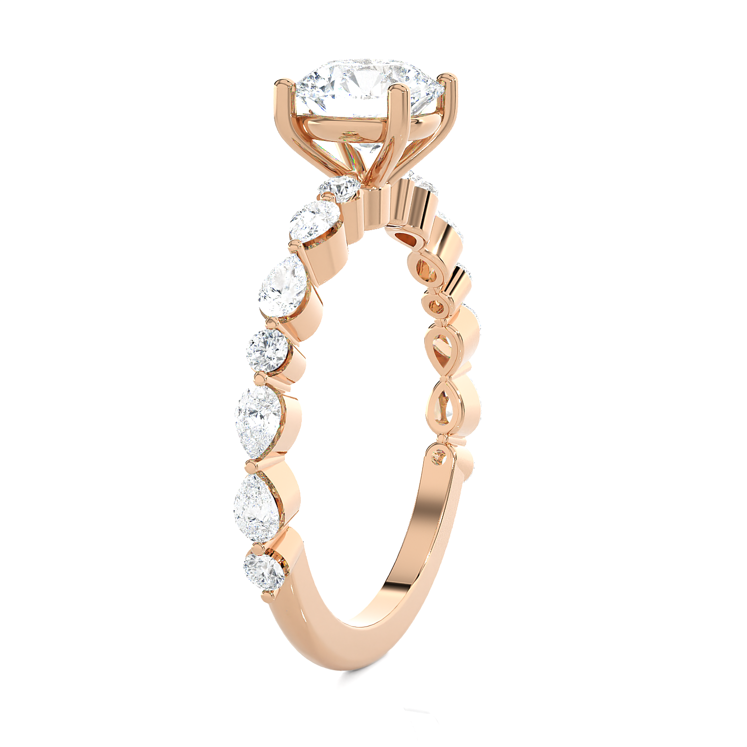 2 1/5 ctw Round Lab Grown Diamond Side Stone Engagement Ring