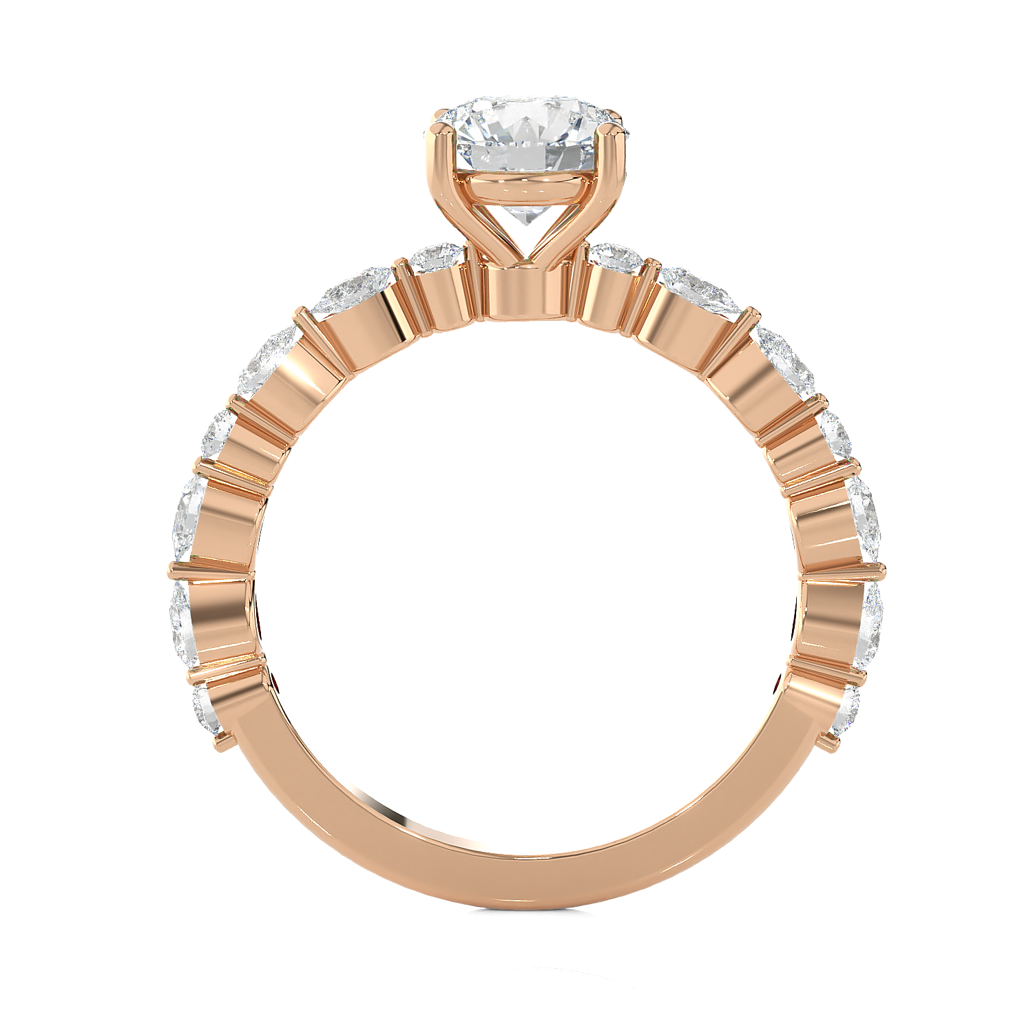 2 1/5 ctw Round Lab Grown Diamond Side Stone Engagement Ring