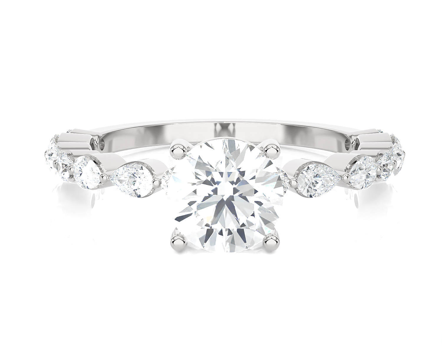 2 1/5 ctw Round Lab Grown Diamond Side Stone Engagement Ring