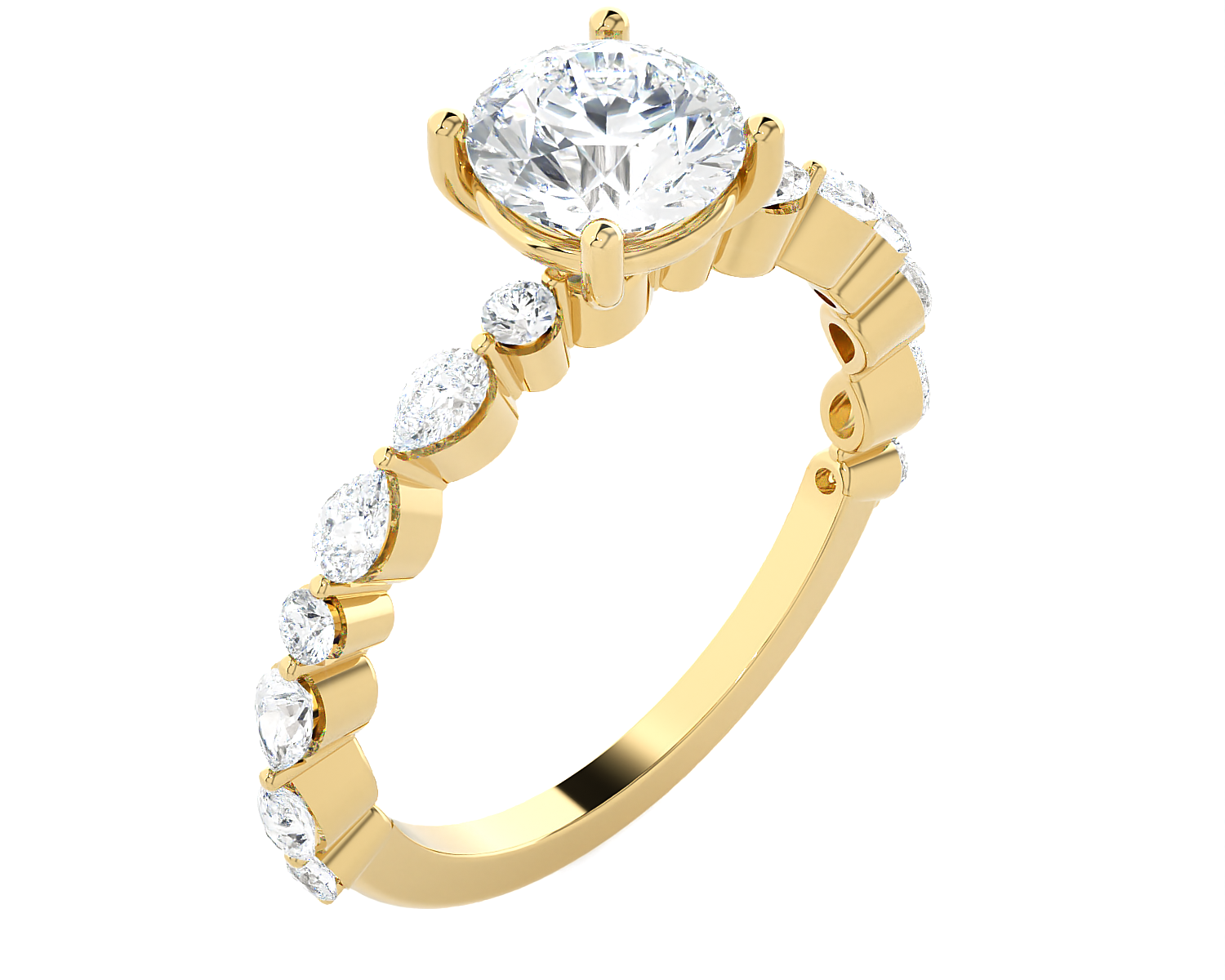 2 1/5 ctw Round Lab Grown Diamond Side Stone Engagement Ring