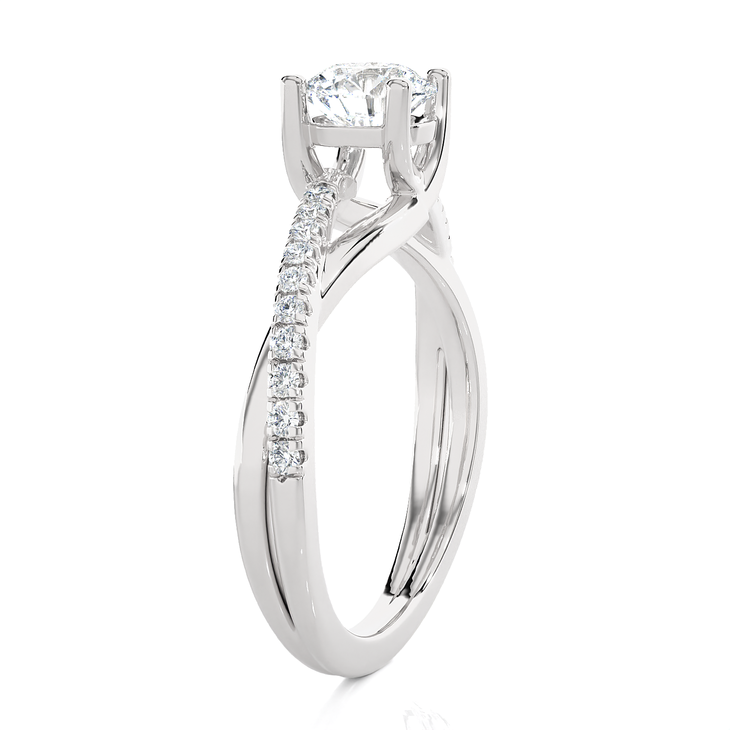 1 ctw Round Lab Grown Diamond Side Stone Engagement Ring