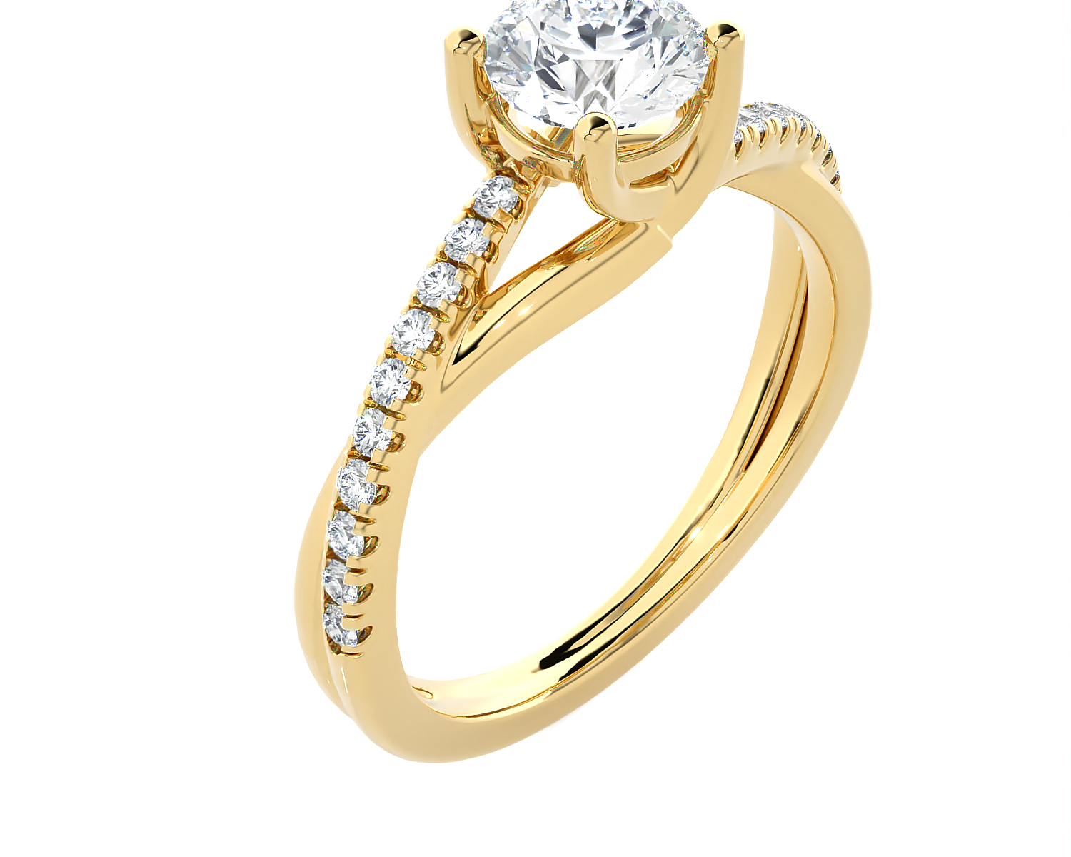 1 ctw Round Lab Grown Diamond Side Stone Engagement Ring