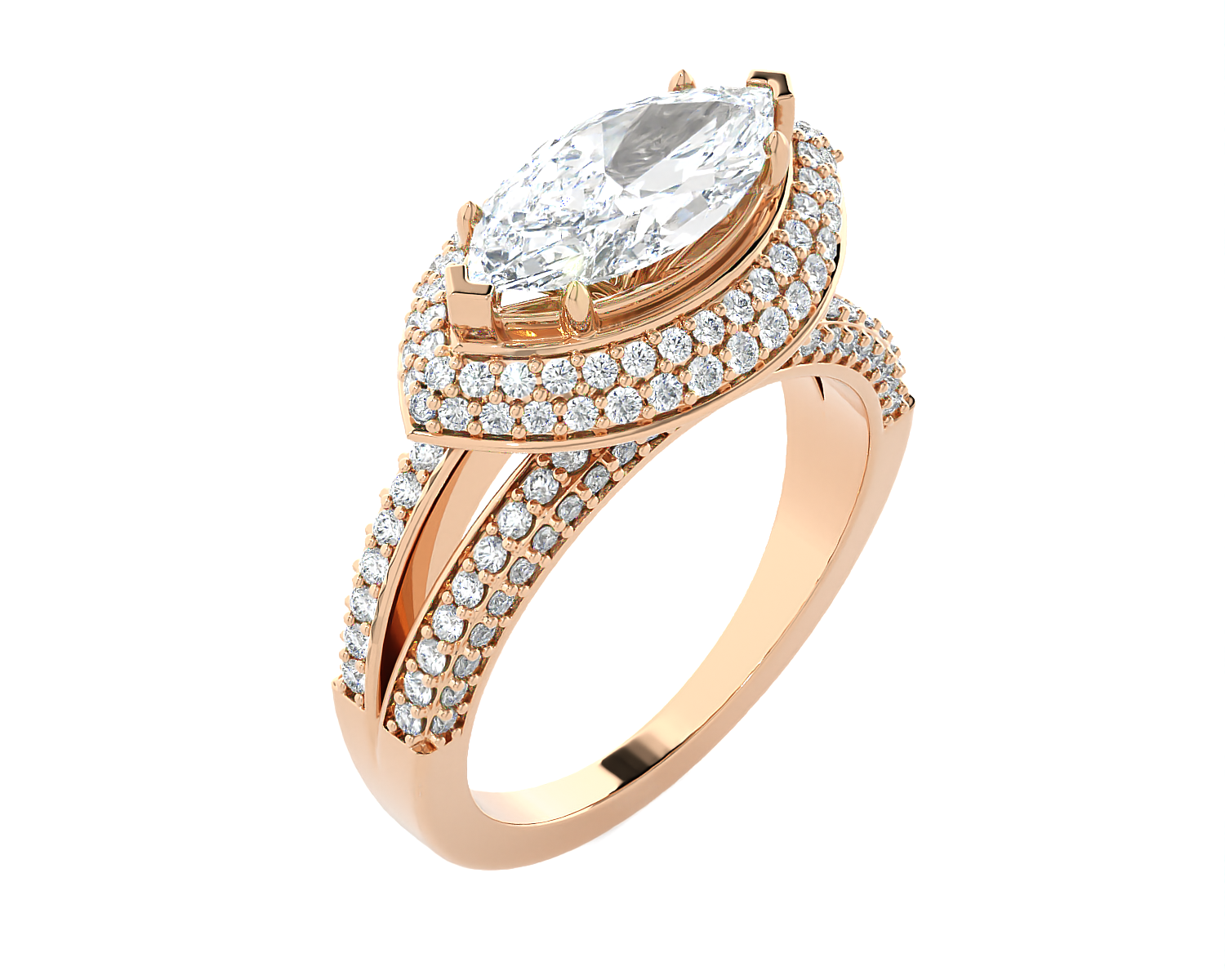 2 1/3 ctw Marquise Lab Grown Diamond Halo Engagement Ring