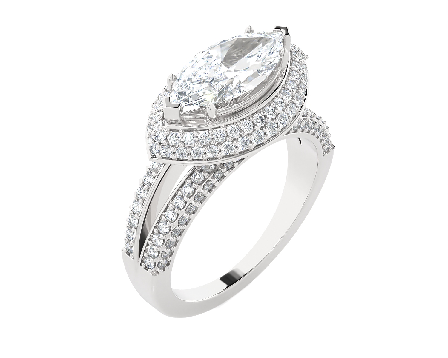 2 1/3 ctw Marquise Lab Grown Diamond Halo Engagement Ring