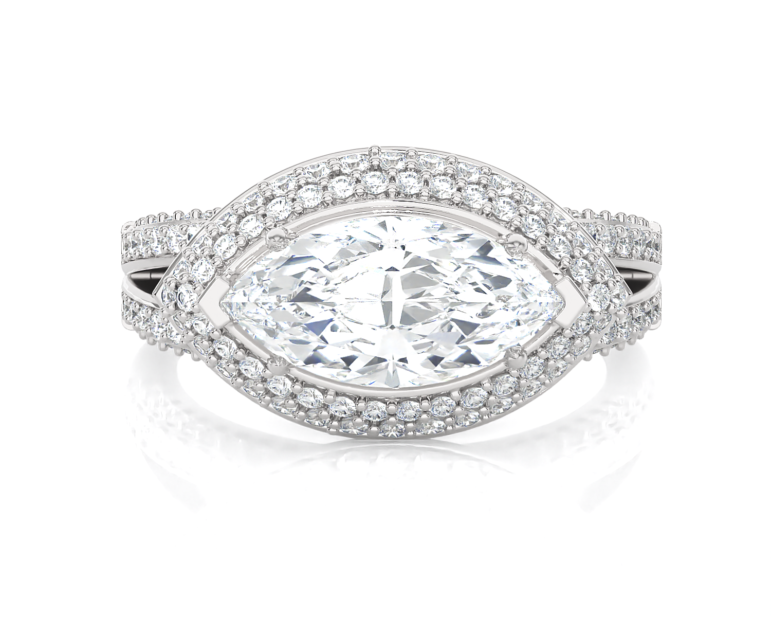 2 1/3 ctw Marquise Lab Grown Diamond Halo Engagement Ring