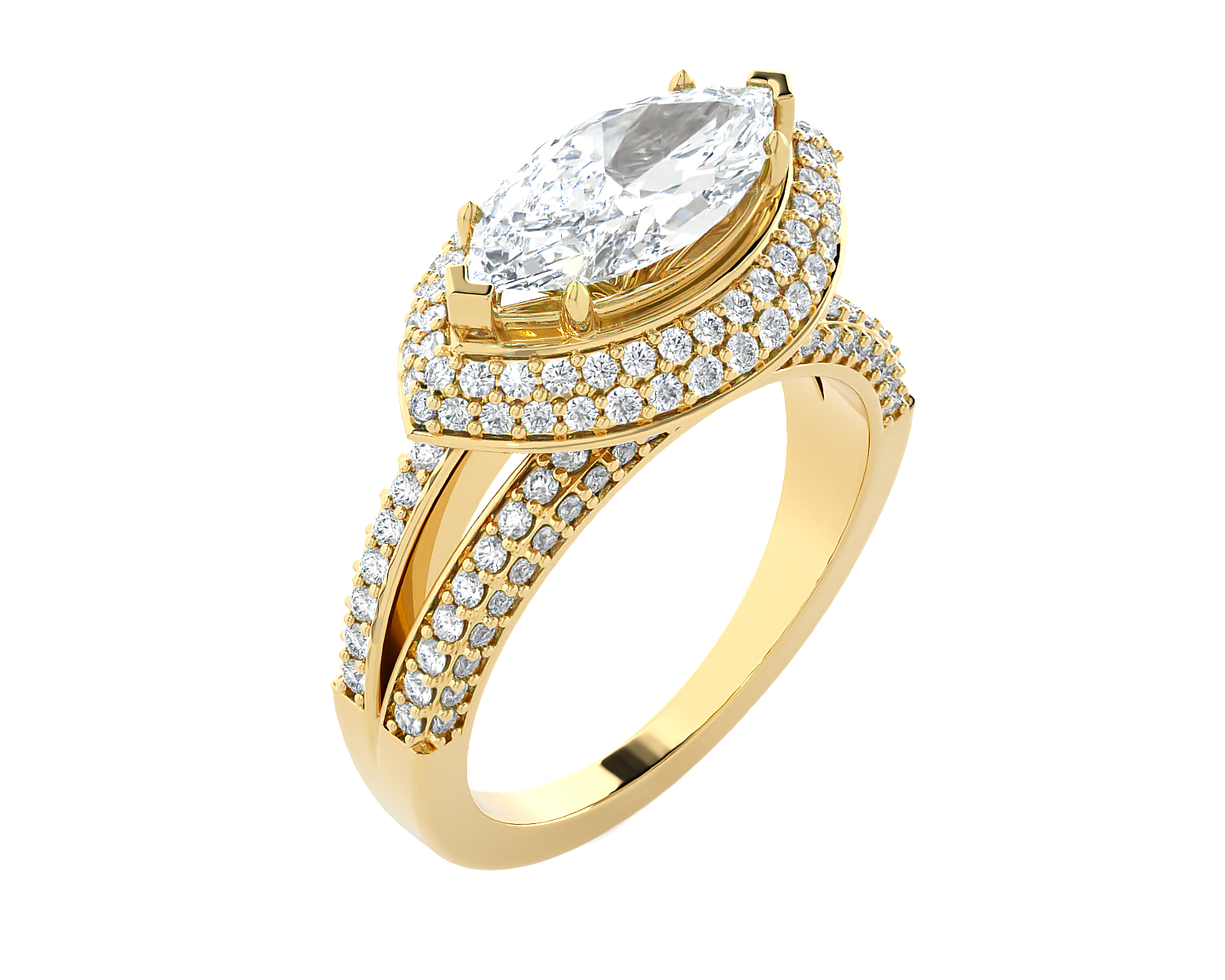 2 1/3 ctw Marquise Lab Grown Diamond Halo Engagement Ring