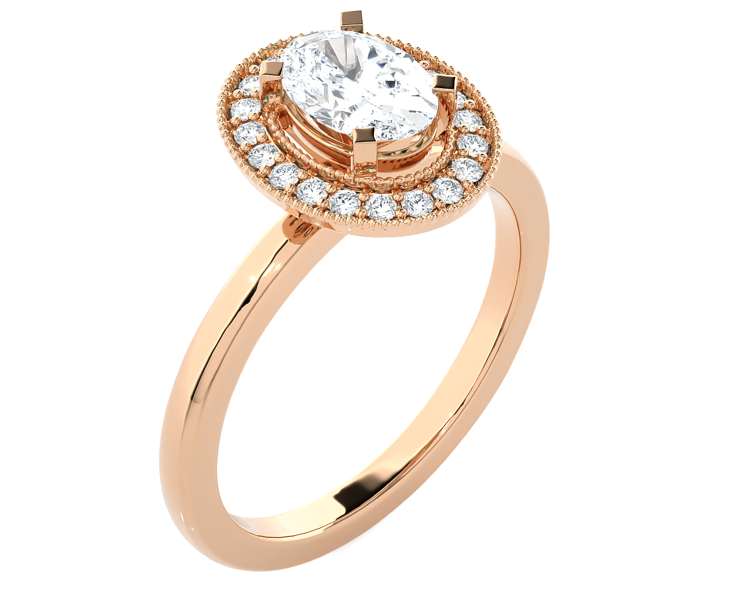 7/8 ctw Round Lab Grown Diamond Halo Engagement Ring