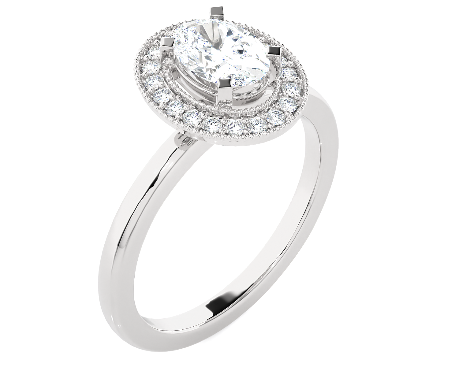 7/8 ctw Round Lab Grown Diamond Halo Engagement Ring