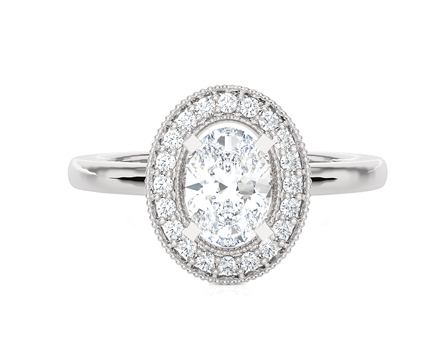7/8 ctw Round Lab Grown Diamond Halo Engagement Ring