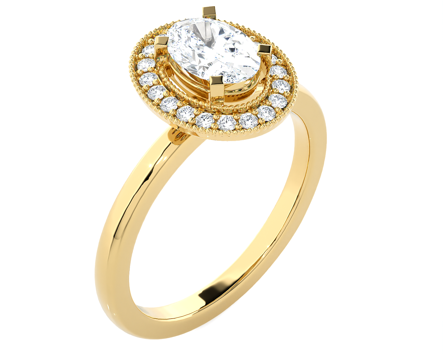 7/8 ctw Round Lab Grown Diamond Halo Engagement Ring