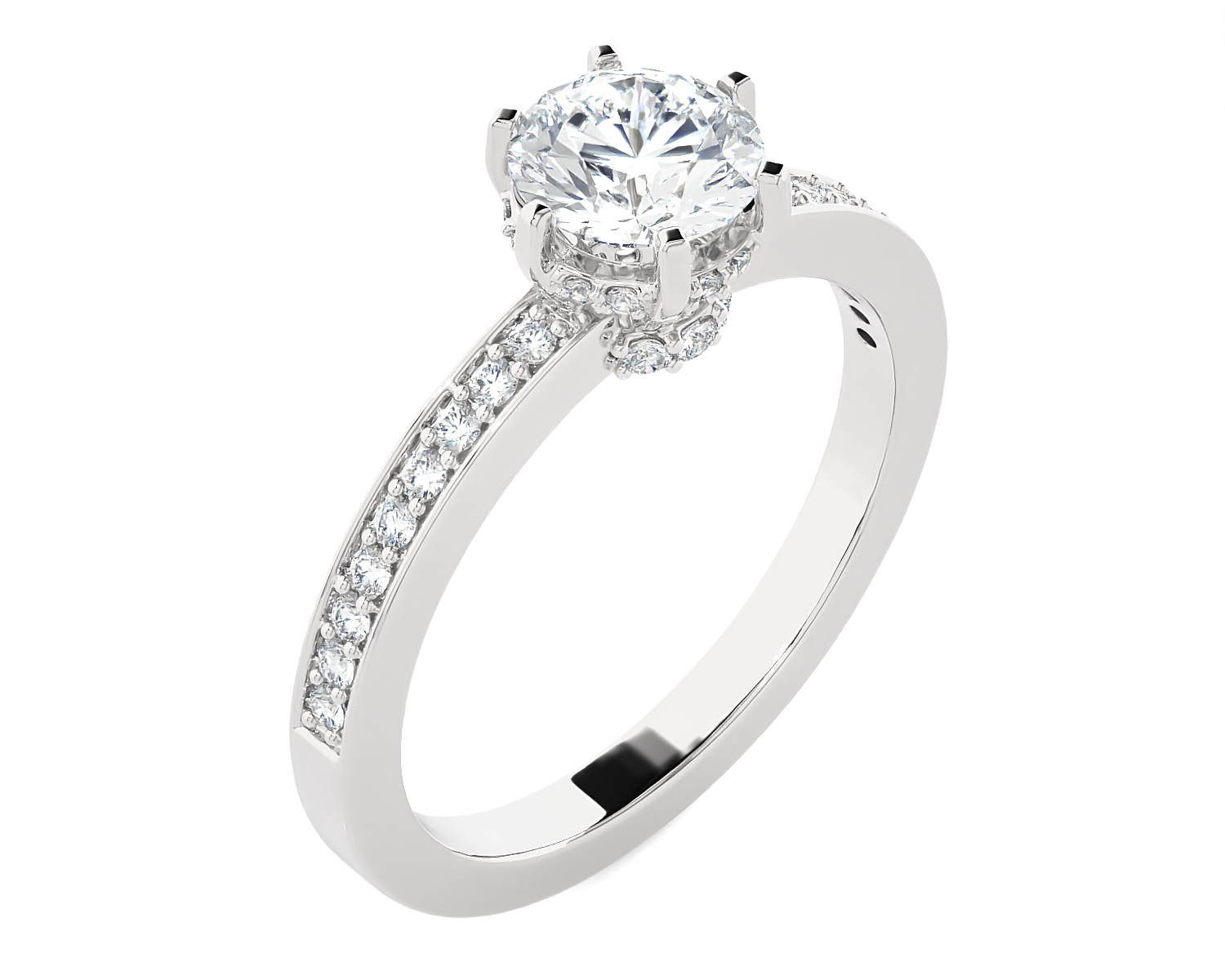 1 ctw Round Lab Grown Diamond Side Stone Engagement Ring