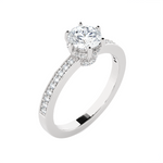 1 ctw Round Lab Grown Diamond Side Stone Engagement Ring