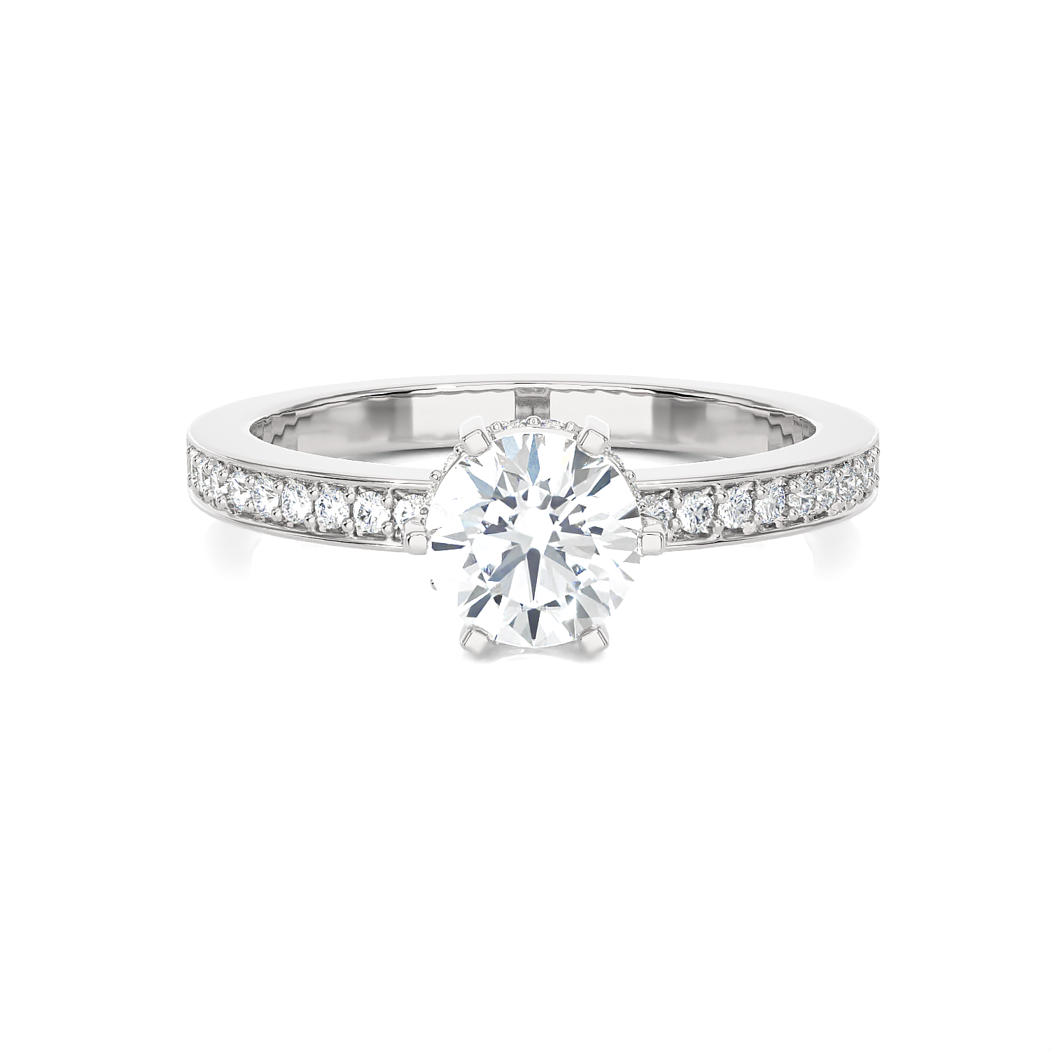 1 ctw Round Lab Grown Diamond Side Stone Engagement Ring