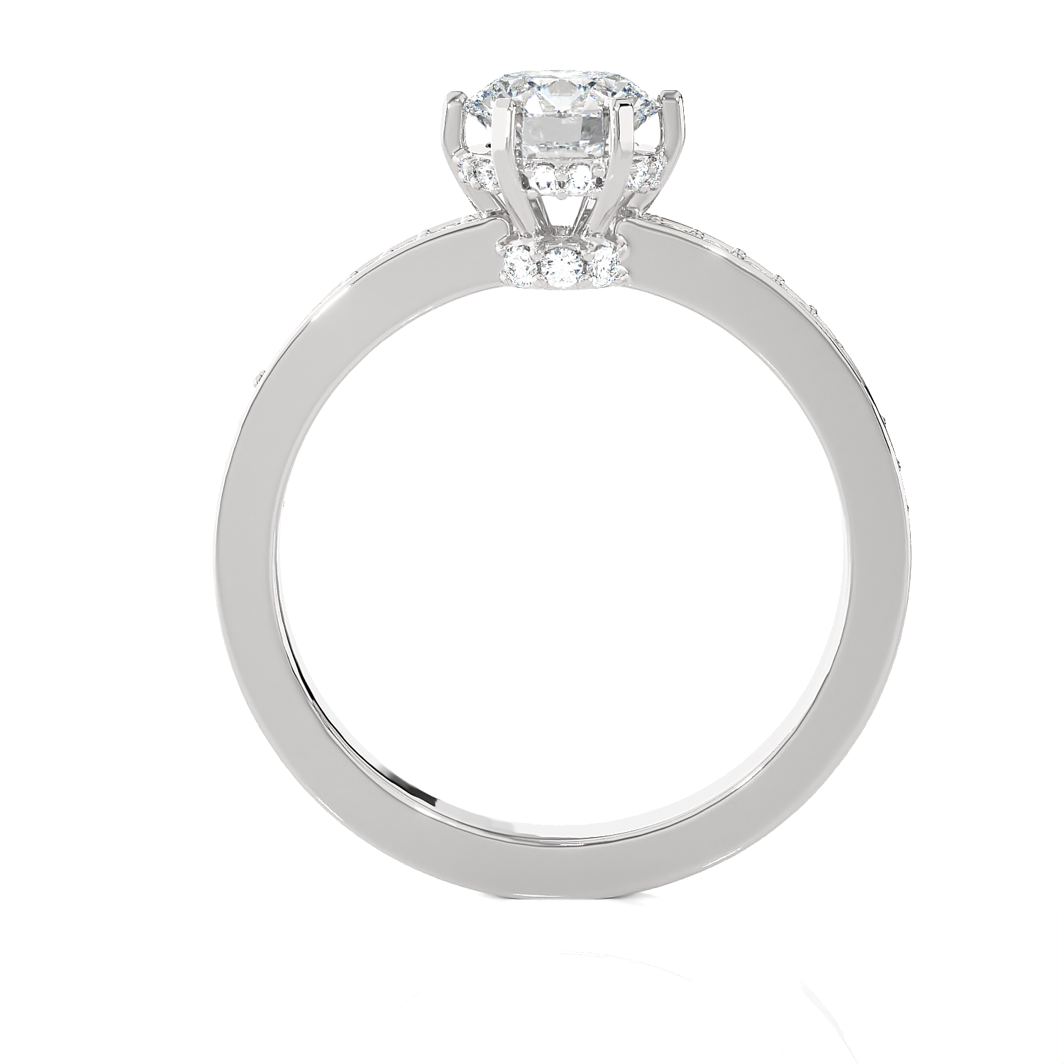 1 ctw Round Lab Grown Diamond Side Stone Engagement Ring