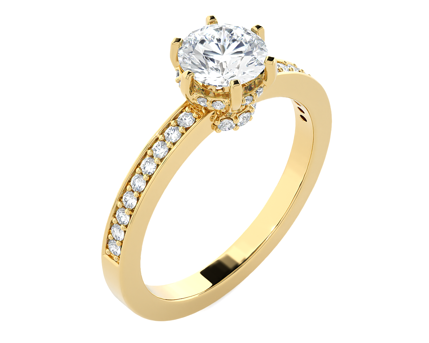 1 ctw Round Lab Grown Diamond Side Stone Engagement Ring