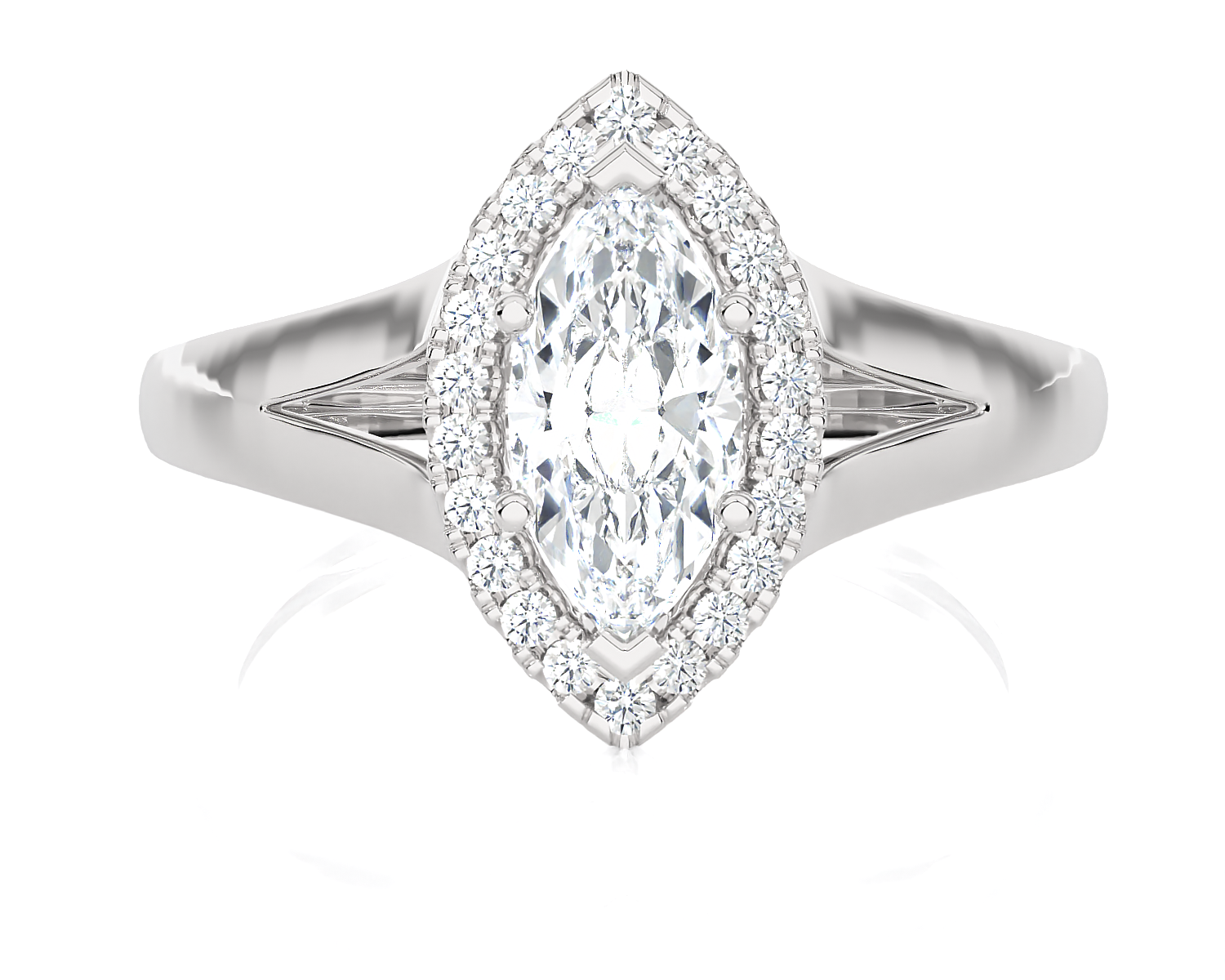 7/8 ctw Marquise Lab Grown Diamond Halo Engagement Ring