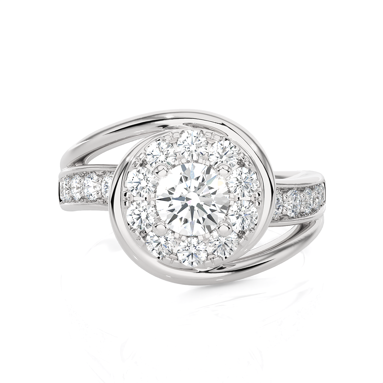 1 ctw Round Lab Grown Diamond Halo Engagement Ring
