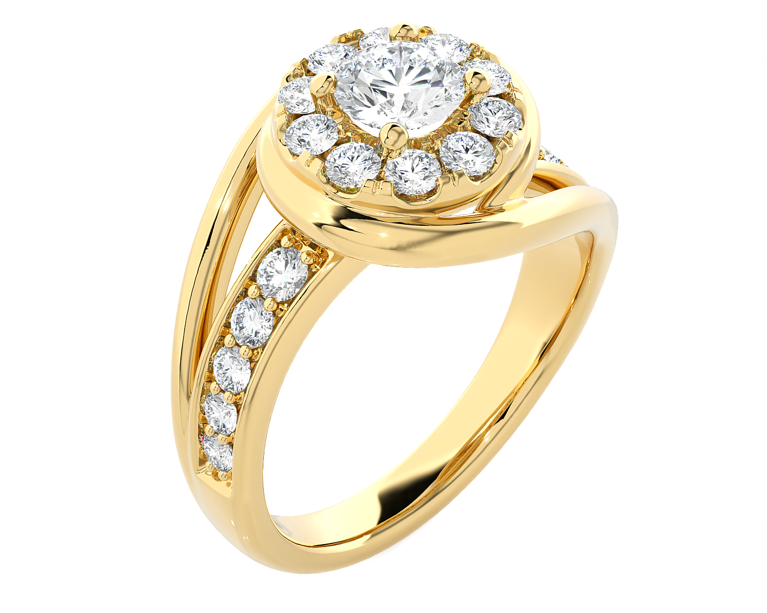 1 ctw Round Lab Grown Diamond Halo Engagement Ring