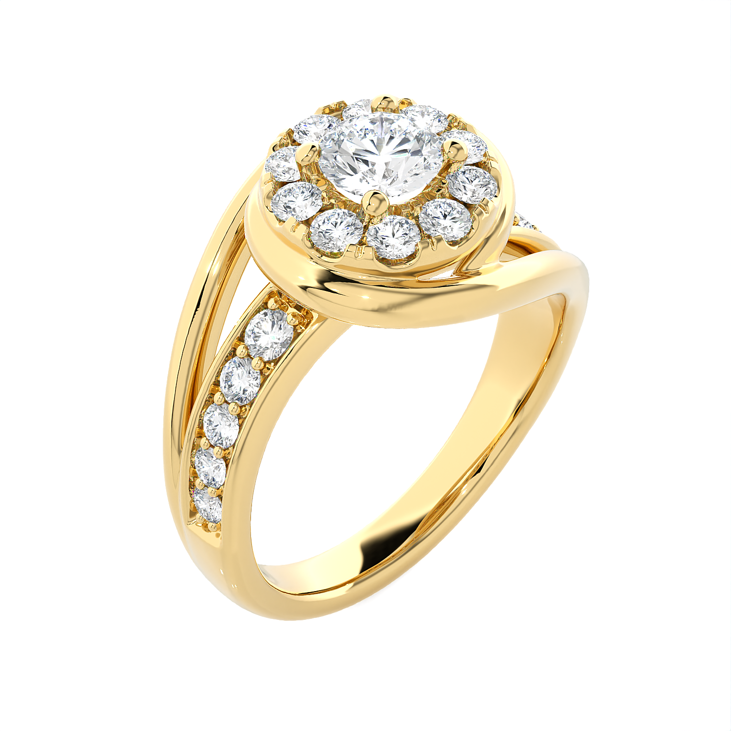 1 ctw Round Lab Grown Diamond Halo Engagement Ring