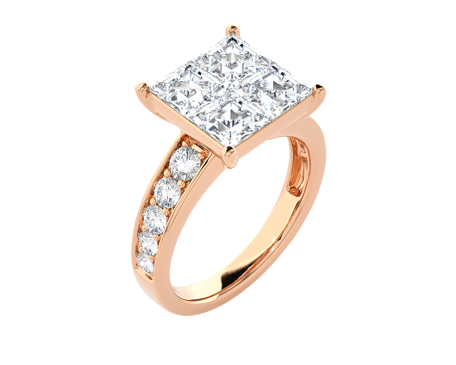 3 3/4 ctw Princess Lab Grown Diamond Side Stone Engagement Ring