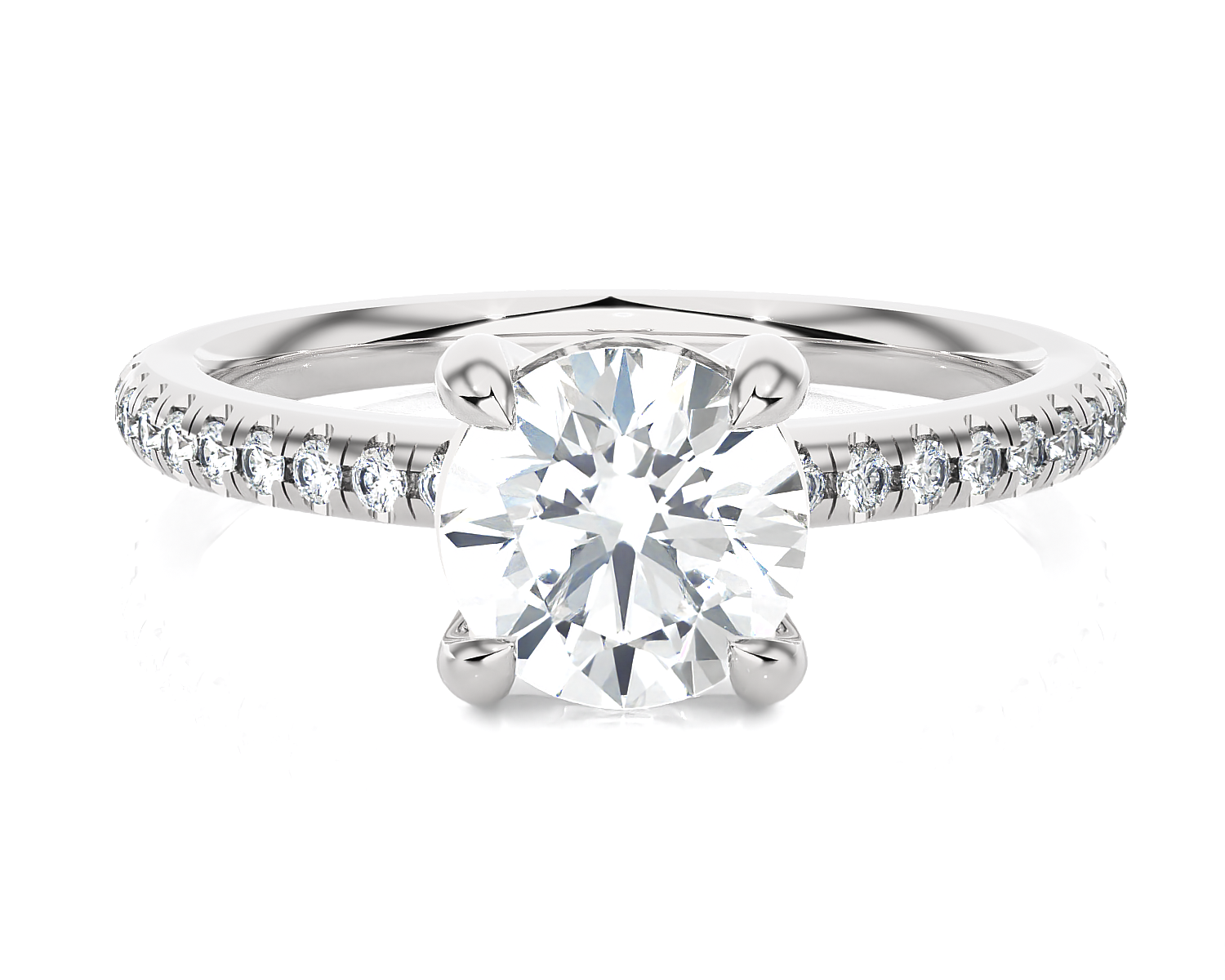 1 1/5 ctw Round Lab Grown Diamond Side Stone Engagement Ring