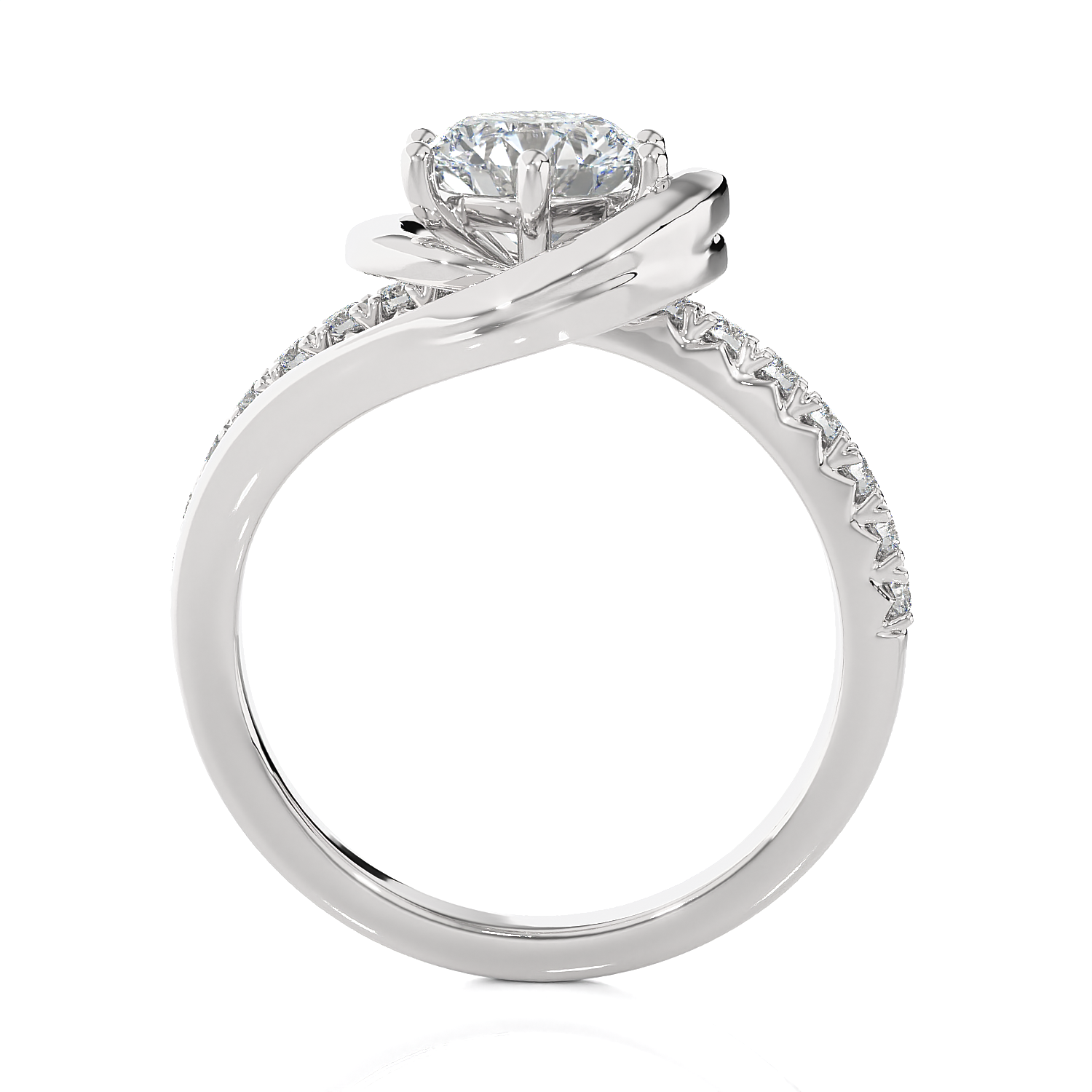 1 1/3 ctw Round Lab Grown Diamond Side Stone Engagement Ring