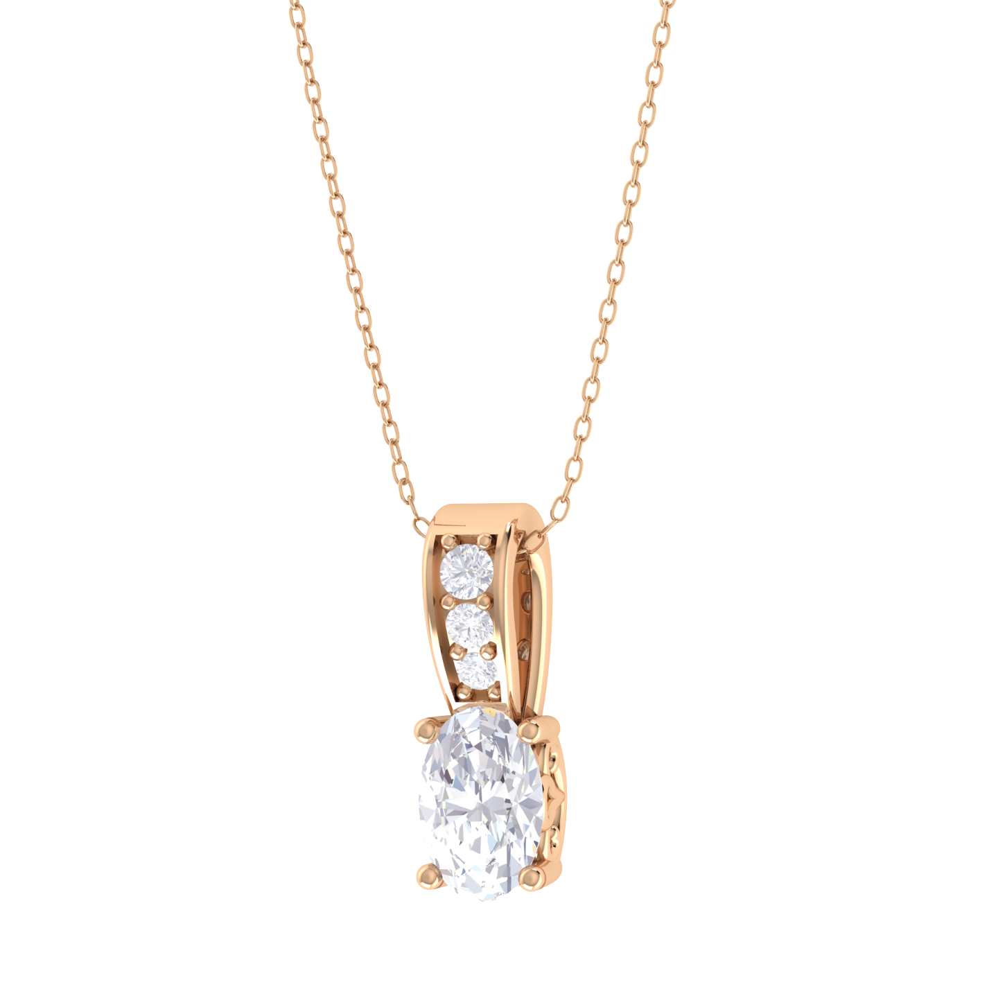 Oval Lab Grown Diamond Solitaire Pendant