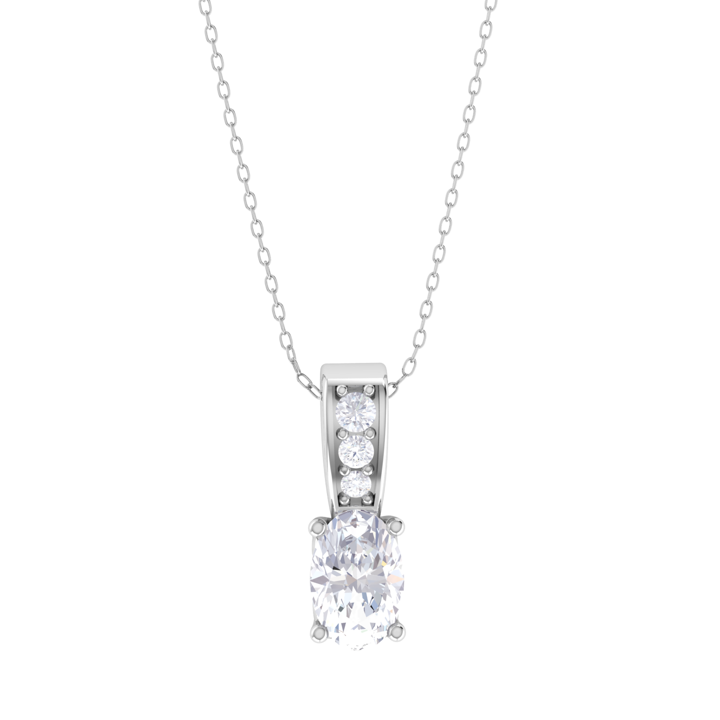 Oval Lab Grown Diamond Solitaire Pendant