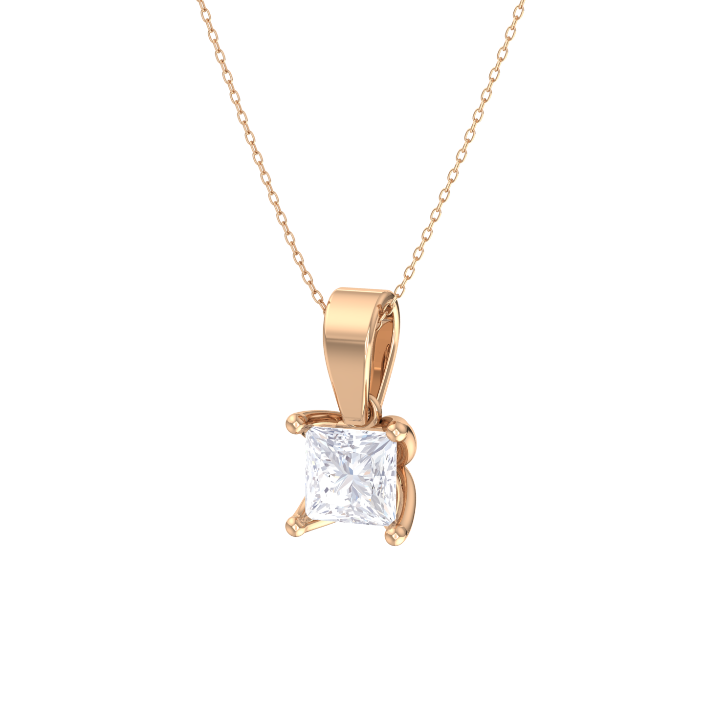 Princess-Cut Lab Grown Diamond Solitaire Pendant