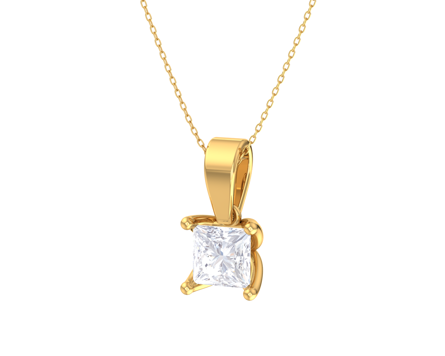 Princess-Cut Lab Grown Diamond Solitaire Pendant