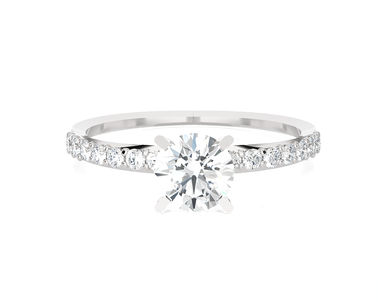 7/8 ctw Round Lab Grown Diamond Side Stone Engagement Ring