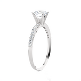 7/8 ctw Round Lab Grown Diamond Side Stone Engagement Ring