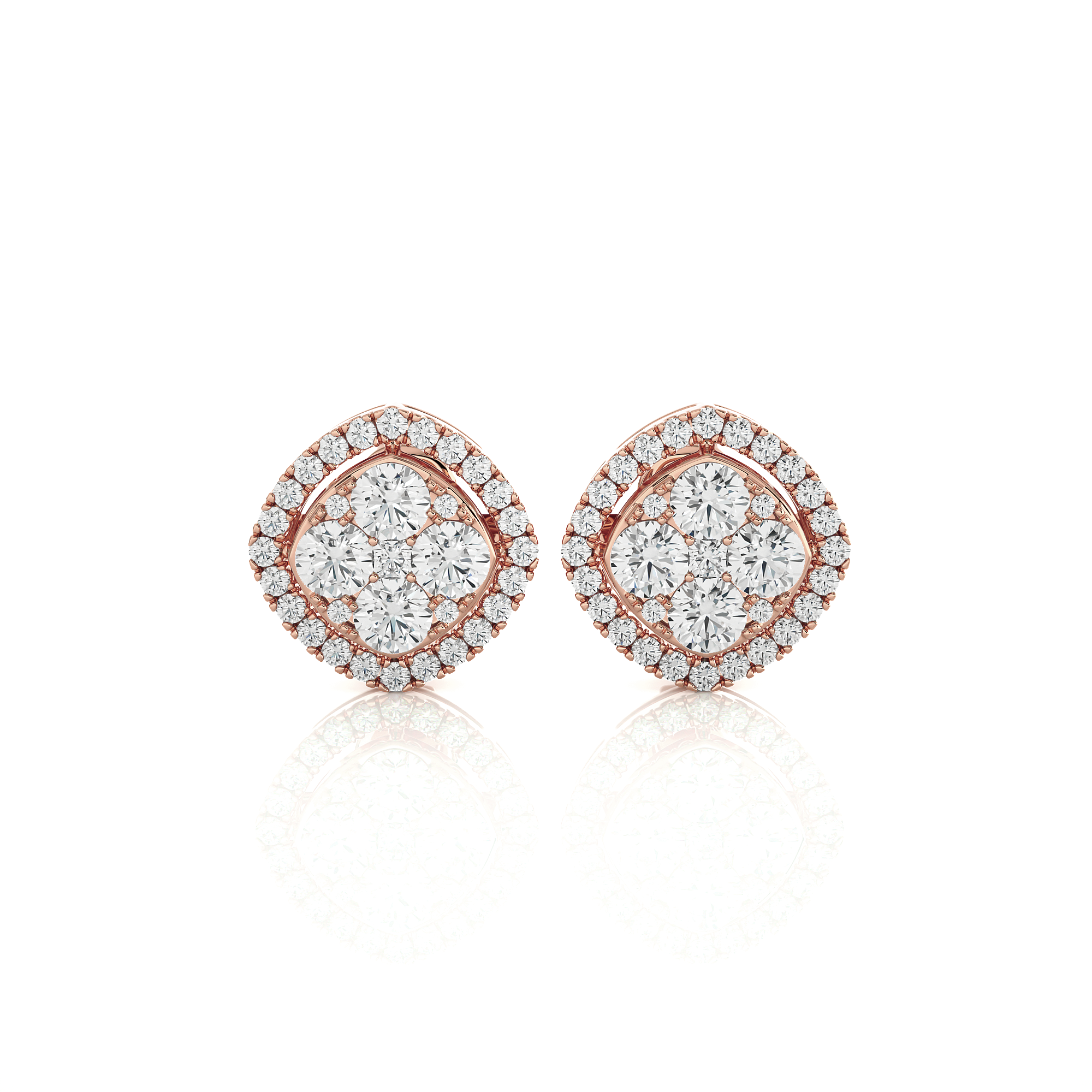 Round Lab Grown Diamond Halo Stud Earrings